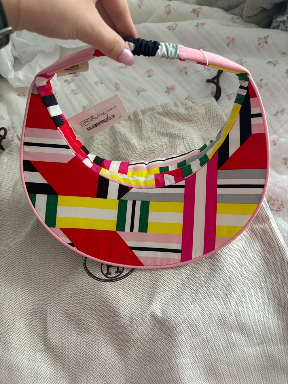 Hermes M NWT Pink and Green Patterned Sun Visor - Picture 3 of 6